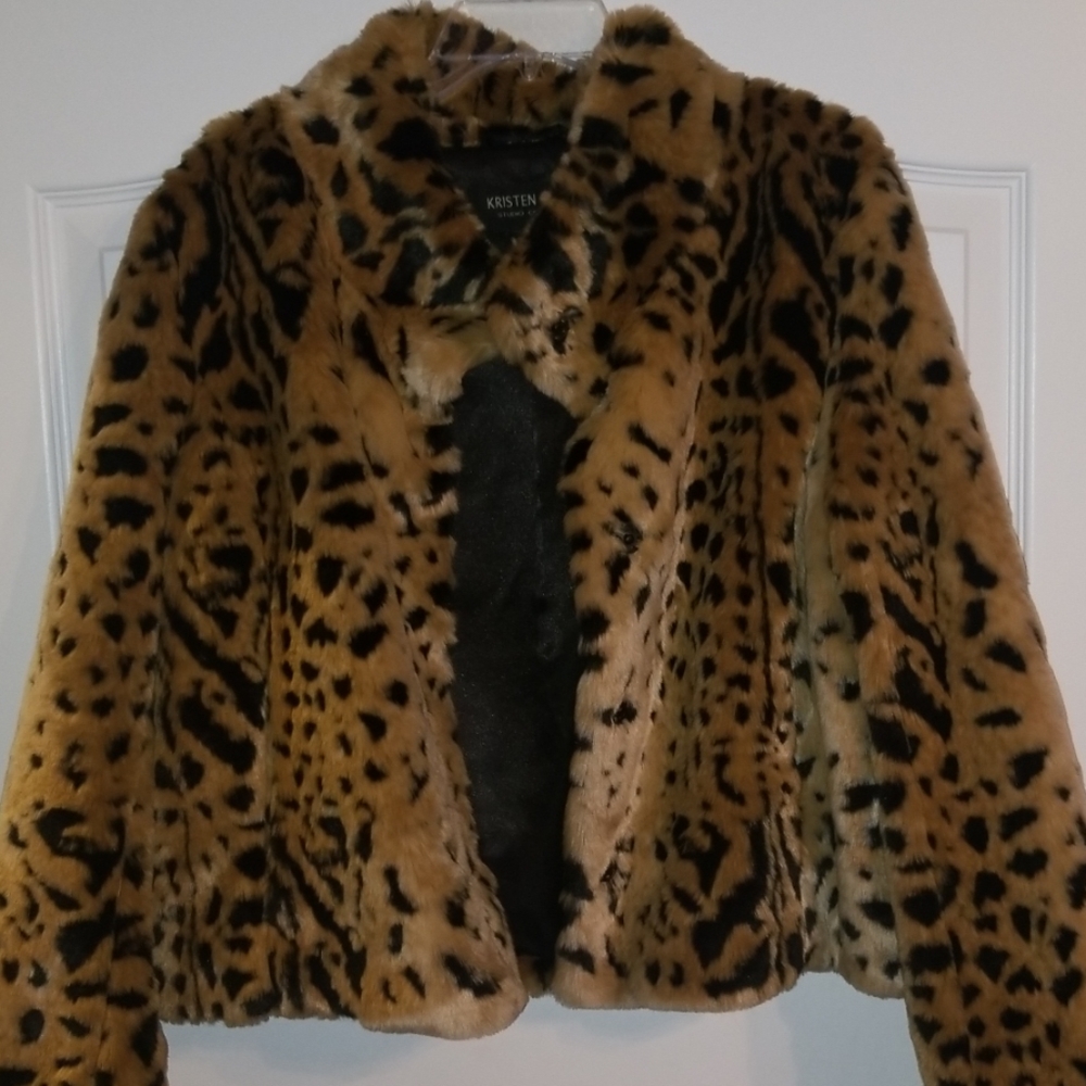 Leopard fur short jacket